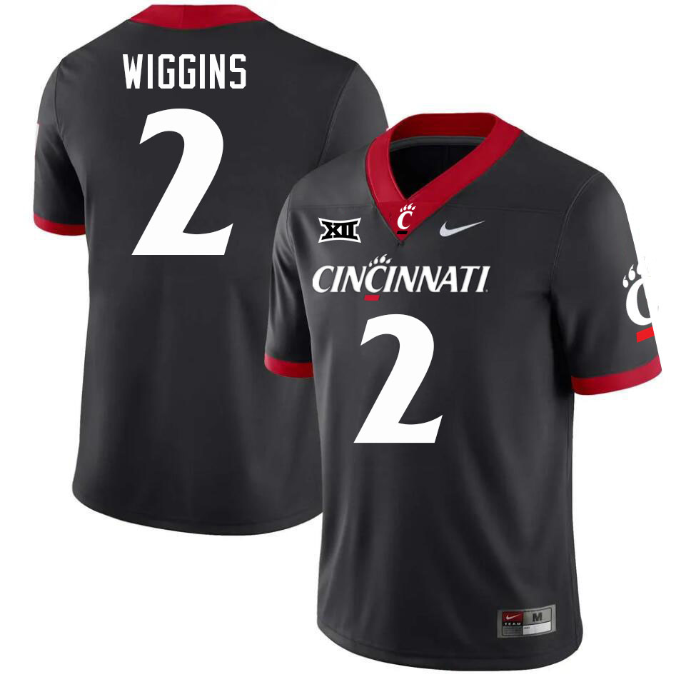 Cincinnati Bearcats #2 Dee Wiggins Big 12 Conference College Football Jerseys Stitched Sale-Black